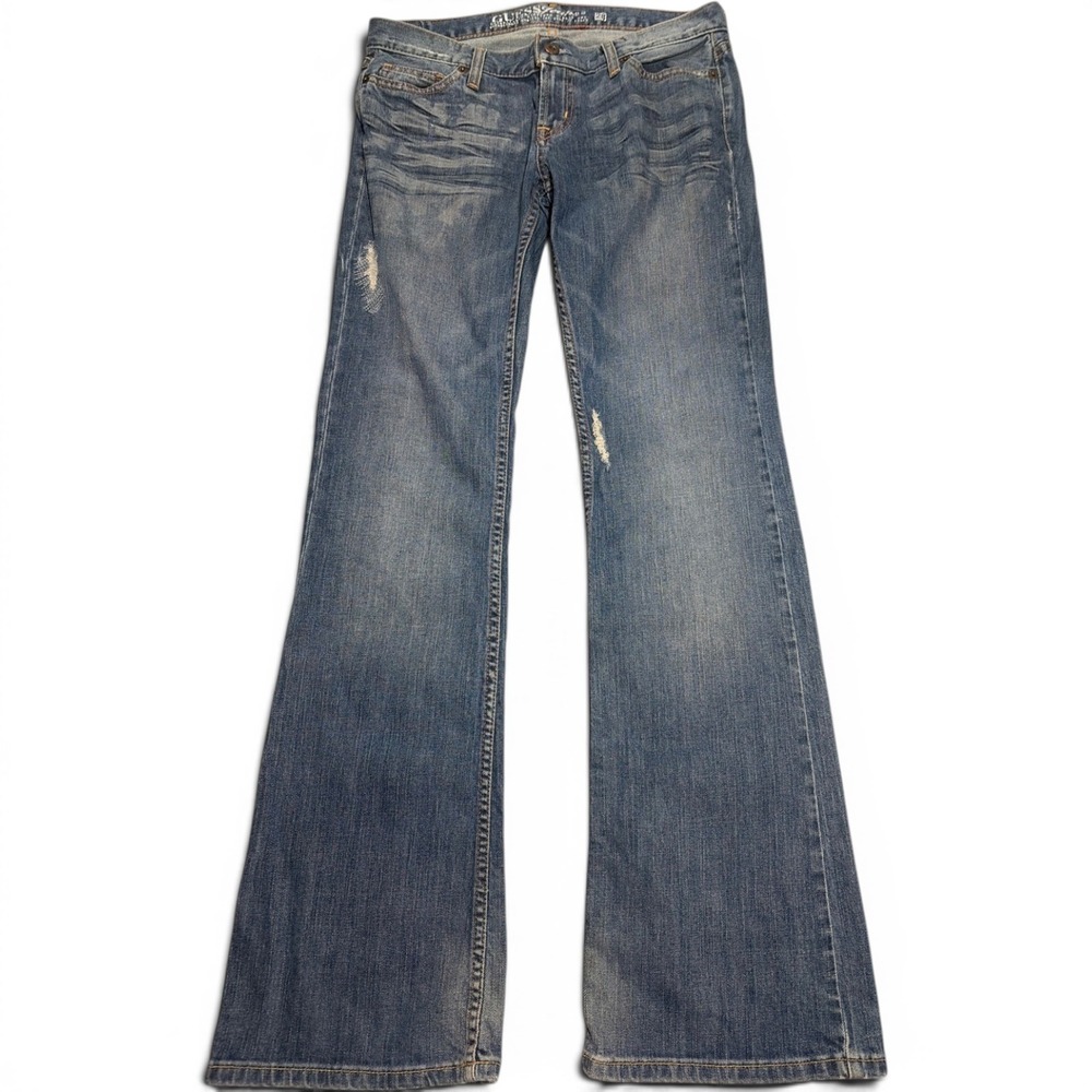 Guess Jeans Women 28 Medium Wash Bootcut Stretch Distressed Denim AB159 RS